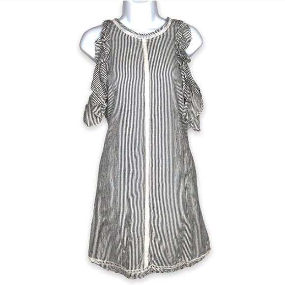 French Connection seersucker style cold shoulder dress XXS size 2 - Picture 1 of 13